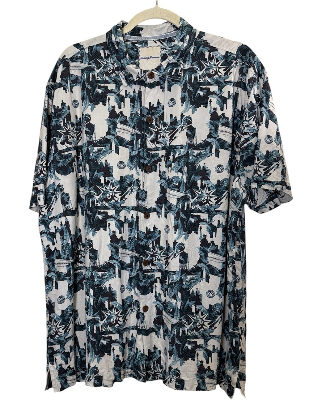 Tommy Bahama Men’s NYC Landmark Camp Print Short-Sleeve 100% Silk Shirt sz XL